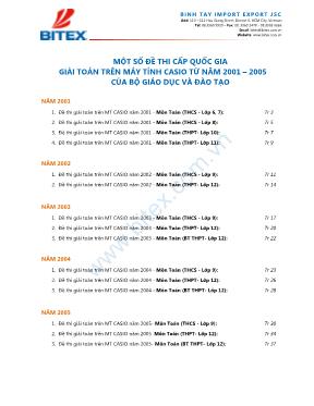 Một số đề thi cấp quốc gia giải Toán trên máy tính Casio từ năm 2001 2005 của Bộ giáo dục và đào tạo
